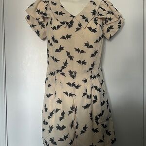 MiMi & DiDi Cream Romper with Black Bird Print